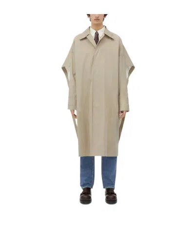 Bottega Veneta Cloak Long-sleeved Trench Coat In Gray