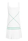 Bottega Veneta Pleated Embroidered Knitted Mini Dress