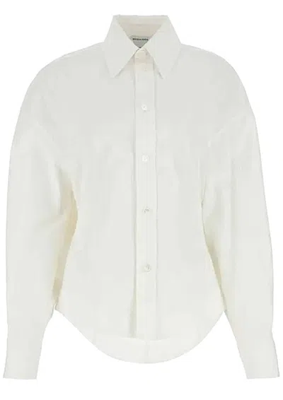Bottega Veneta White Cotton Blend Shirt In Multi