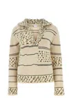 Bottega Veneta Embroidered Wool Blend Polo Shirt In Neutral