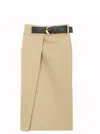 Bottega Veneta Canvas Midi Skirt Women In Neutral