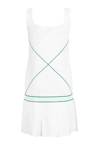 Bottega Veneta Sleeveless Square Neck X-stitching Tennis Dress In White