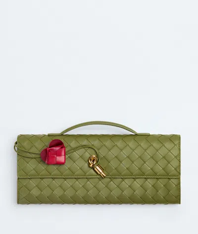 Bottega Veneta Leather Andiamo Clutch Bag In Neutral