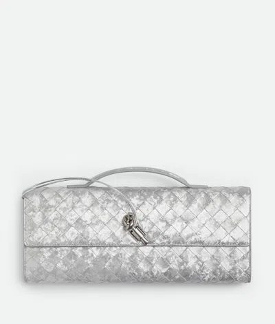 Bottega Veneta Andiamo Clutch In Silver