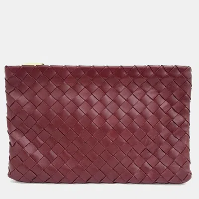 Pre-owned Bottega Veneta Clutch Bag In Burgundy