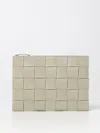 Bottega Veneta Clutch In Smooth Leather In Sage