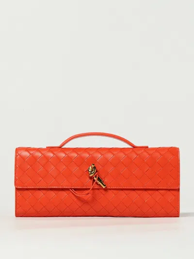 Bottega Veneta Andiamo Intrecciato Clutch Bag In Orange