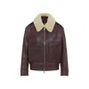 Bottega Veneta Brown Shearling Coat With Removable Fur Collar And Front Zip Closure In Leather Woman In Burgundy
