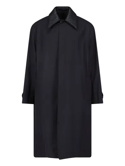 Bottega Veneta Coat In Wool And Silk Blend In Black