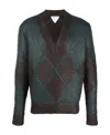 Bottega Veneta Coated Argyle-knit Jumper In Black