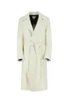 Bottega Veneta Women Ivory Leather Coat In Neutral