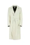 Bottega Veneta Women Ivory Leather Coat In Neutral