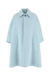 Bottega Veneta Light Blue Cashmere Coat In Blue