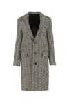 Bottega Veneta Embroidered Stretch Wool Blend Coat In Gray