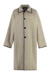 Bottega Veneta Prince-of-wales Wool Coat In Beige