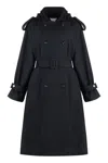 Bottega Veneta Gabardine Trench Coat In Blue