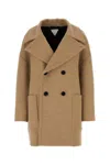 Bottega Veneta Beige Double Breasted Over Coat In Beige O Tan