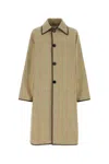Bottega Veneta Wool Blend Coat Embroidered Trim In Beigeyellowblue
