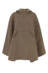 Bottega Veneta Cashmere Cape With Flared Hem And Hood In Brown