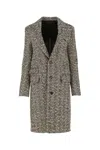 Bottega Veneta Embroidered Stretch Wool Blend Coat In Gray