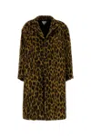 Bottega Veneta Animal Print Coat With Faux Fur Texture In Animal Print