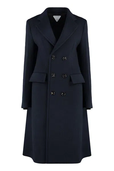 Bottega Veneta Caped Wool And Cashmere Coat In Black