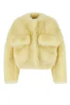 Bottega Veneta Toscana Shearling Cropped Blouson In Yellow