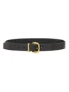 Bottega Veneta Adjustable Loop Belt Gold-tone Buckle In Black