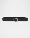 Bottega Veneta Coaxial Leather Belt In Black