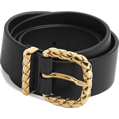 Bottega Veneta Coaxial Leather Belt In Black