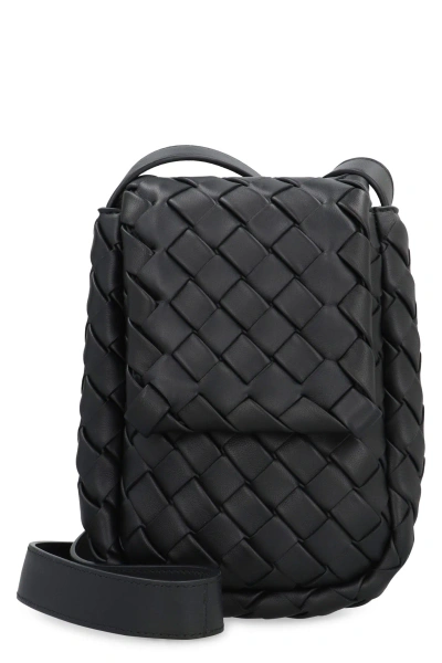 Bottega Veneta Cobble Intrecciato Nappa Crossbody Bag In Black