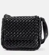 Bottega Veneta Mini Cobble Padded Intrecciato Leather Shoulder Bag In Black