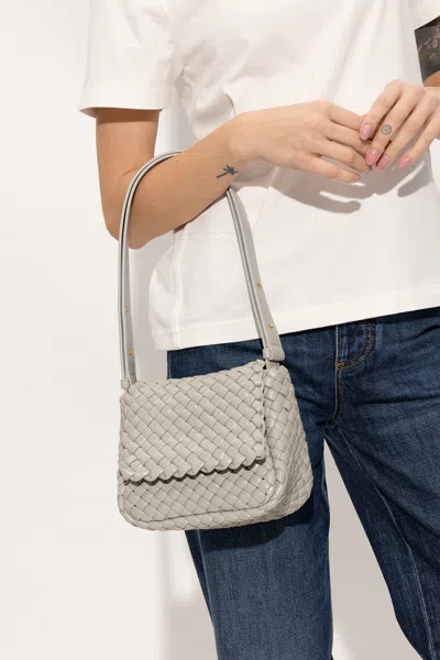 Bottega Veneta Cobble Mini Intrecciato-leather Shoulder Bag In Grey