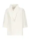 Bottega Veneta Wide Blouse With V-neck And Ruffle Details In White