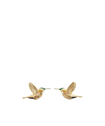 Bottega Veneta Colibri Earrings In Green/gold