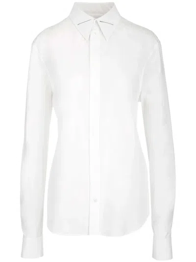 Bottega Veneta Collar-detail Button-down Shirt For Men In White