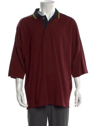 Pre-owned Bottega Veneta Collar Three-quarter Sleeve Polo Shirt In Burgundy