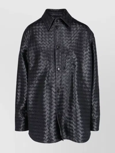 BOTTEGA VENETA COLLARED NECK LONG SLEEVES WOVEN TEXTURE