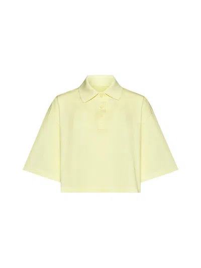Bottega Veneta Collared Short-sleeve Cropped Polo Shirt In Pineapple
