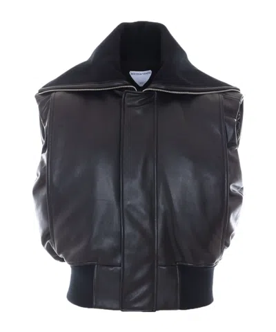 Bottega Veneta Collarless Sleeveless Vest In Black