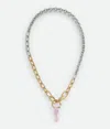 Bottega Veneta Ellipse Chain Necklace In Pink Quartz