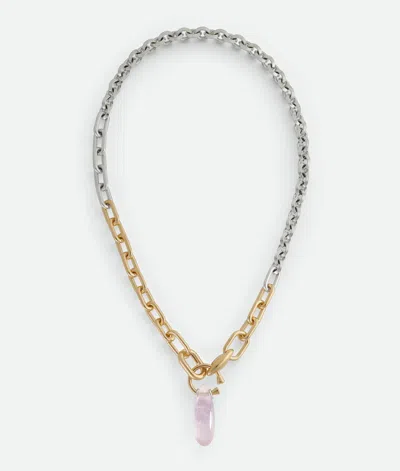 Bottega Veneta Ellipse Chain Necklace In Pink Quartz