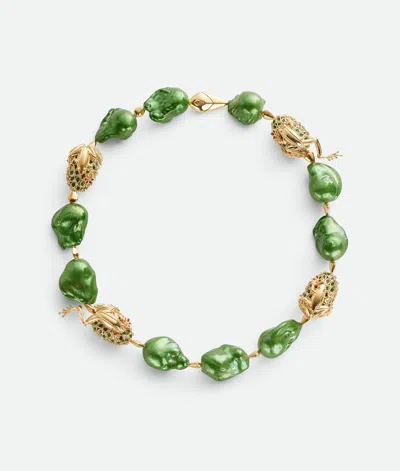 Bottega Veneta Rana Pearls Halskette In Fresh Mint/avocado