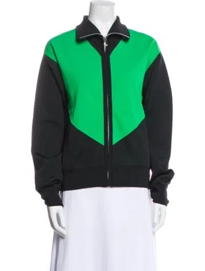 Pre-owned Bottega Veneta Colorblock Pattern Bomber Jacket In Green