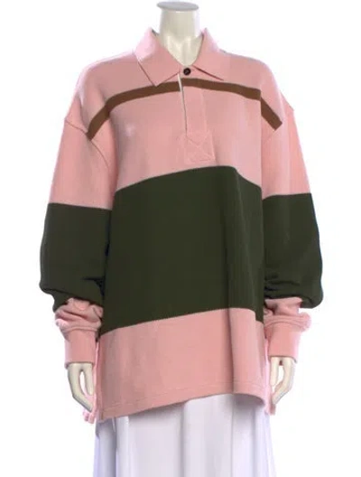 Pre-owned Bottega Veneta Colorblock Pattern Mock Neck Sweatshirt W/ Tags In Pink