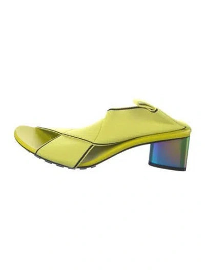 Pre-owned Bottega Veneta Colorblock Pattern Slides In Green