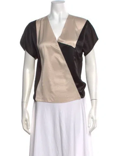 Pre-owned Bottega Veneta Colorblock Pattern V-neck Top