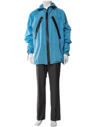 Pre-owned Bottega Veneta Colorblock Pattern Windbreaker In Blue