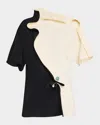 Bottega Veneta Colorblock Ruffle Top In Beigeblac