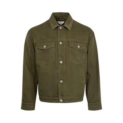 Pre-owned Bottega Veneta Colored Denim Jacket 'caper Stone Washed' | Green | Men's Size 52